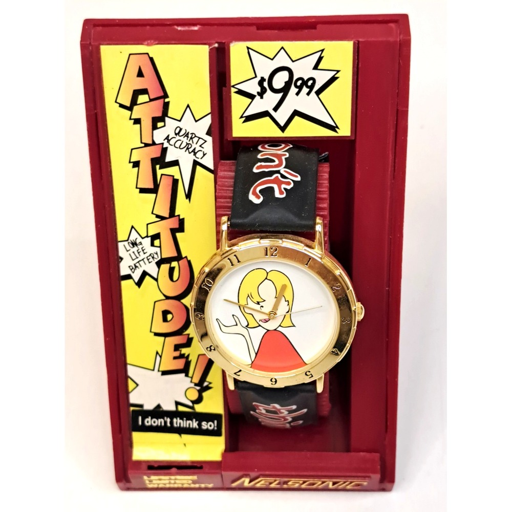 Nelsonic Vintage 90s Quartz Watch Women's "I Don't Think So!" Fresh Battery 7/26
